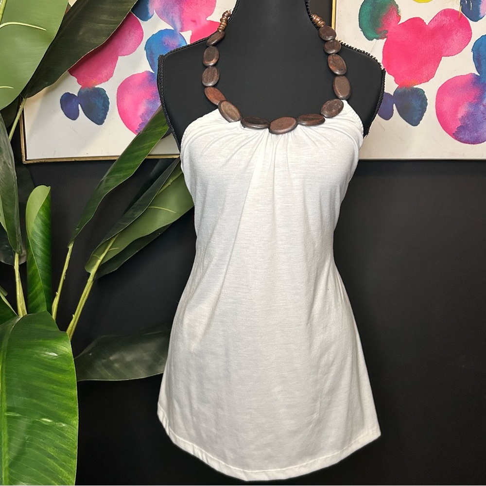 Y2K L8ter Wooden Beaded Halter Top
